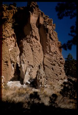 Pocked cliff in N. Mexico Canyon near Bandelier Nat'l Mon.