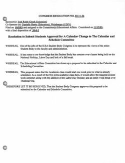 03-11-26 Resolution to Submit Students Approval for a Calendar Change to the Calendar and Schedule Committee