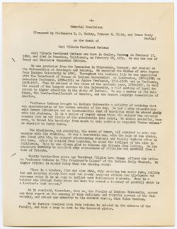 Memorial Resolution for Carl Wilhelm Ferdinand Osthaus, ca. 01 April 1952