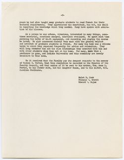 Memorial Resolution for Marion E. Porter, 07 November 1961