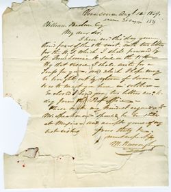 Burroughs, M. [Dr.], Vera Cruz to William Maclure, Mexico., 1839 Aug. 12