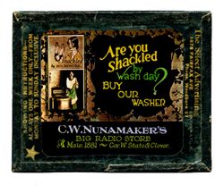 C.W. Nunamaker's Big Radio Store, Are you shackled by wash day? Buy our washer
