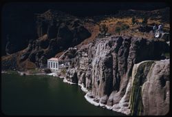 Rock face and power house Shoshone Falls, Idaho