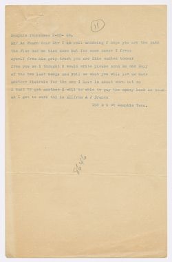 Dranes (Memphis) to Fearn requesting copies of last two records and a Victrola, February 28, 1929