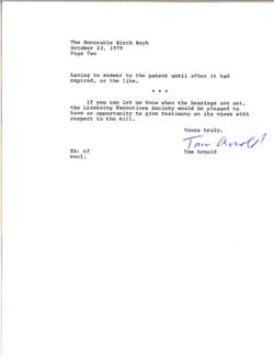 Letter from Tom Arnold to Birch Bayh re S. 1679, October 23, 1979