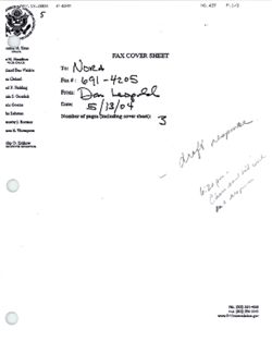 Fax cover sheet to Nora from Dan Leopold, May 13, 2004, 4:40 PM