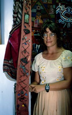 Stephanie Kane with Kuna molas