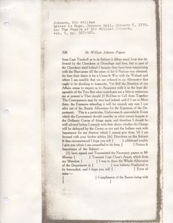 Johnson, William,Letter to Gage, Dated January 5, 1770. In The Papers of Sir William Johnson vol. 7, Albany, NY: The University of the State of New York 1931,327-328. (Photocopy)Full Text From Hathitrust