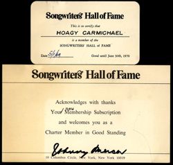 Songwriter's Hall of Fame. Valid until June 30, 1970.