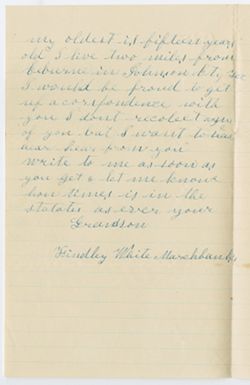 To David Finley from grandson Findley White Marchbanks of Texas, letter of introduction, 27 May 1877