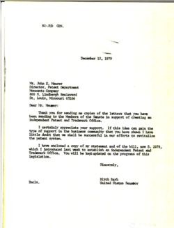 Letter from Birch Bayh to John E. Maurer of Monsanto Company, December 12, 1979