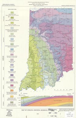 Map of Indiana showing bedrock geology