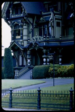 Entrance of Ingamar Club, formerly the mansion of Wm. Carson, 19th century lumber baron, Eureka, Calif.