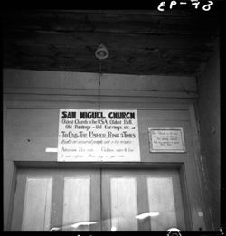 Sign on San Miguel Church, Santa Fe