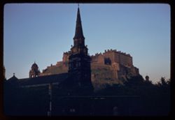 Edinburgh Castle seen from Rulland Place at 9:30 P.M. EDINBURGH