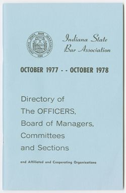 Indiana Bar Association Directory, Oct 1977 -Oct 1978, 1977 Dec