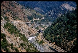 Railroad and highway bridges across north fork Feather river near Pulga