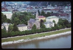 Evangelische Kirche on river Salzach from Monchsberg Salzburg X