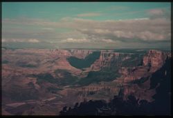 Q-9= Looking north from Desert View. Painted Desert at right. Grand Canyon C.W. Cushman