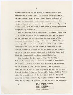 26: Memorial Resolution for Stephen Sargent Visher, ca. 04 June 1968