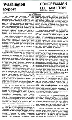 17. Apr. 24, 1985: The MX Controversy