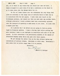 9 September 1923: To: Roy W. Howard. From: Robert P. Scripps.