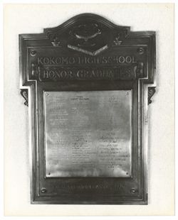 Kokomo High School Honor Graduates plaque