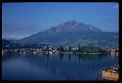 Early morning view of Pilatus from our Palace hotel balcony -Lucerne-