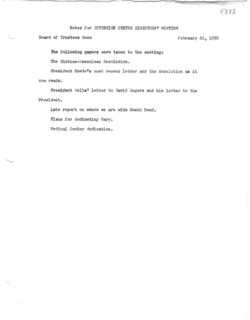 Notes for Extension Center Directors' Meeting - Trustees Room, Feb. 26, 1959