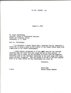 Letter from Birch Bayh to Isaac Fleischmann, August 9, 1979