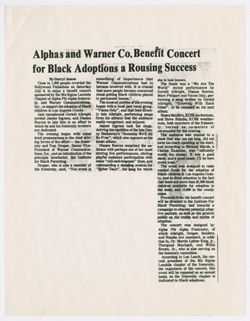 "Alphas and Warner Co. Benefit Concert for Black Adoptions a Rousing Success," Herald Dispatch, July 27, 1989