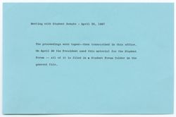 President Stahr's Meeting with the Student Senate April 20, 1967