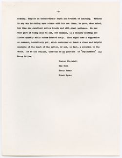 08: Memorial Resolution for Harry DeVeltheym Velten, ca. 17 October 1967