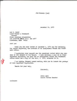 Letter from Birch Bayh to Lee G. Meyer of Alcan Aluminum Corporation, December 19, 1979