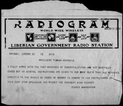 Diplomatic Correspondence - Liberian Embassy, 1945-1955