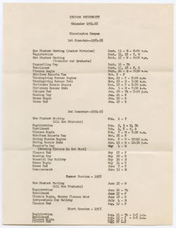 Proposed Calendar for 1954-1955, ca. 05 May 1953