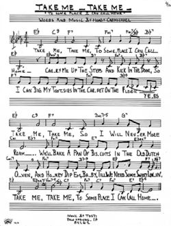 Take me, take me, manuscript / lead sheet (melody with chord symbols)