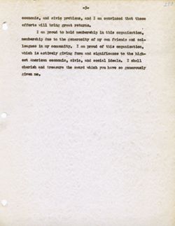 "Remarks on upon the Acceptance of the Junior Chamber of Commerce Distinguished Service Award" -Bedford, Indiana Sept. 17, 1938