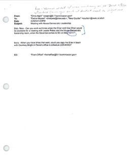Email from Chris Kojm to Debra Meyers and Nora Coulter re Meeting with House Democratic Leadership, April 29, 2004, 5:24 PM