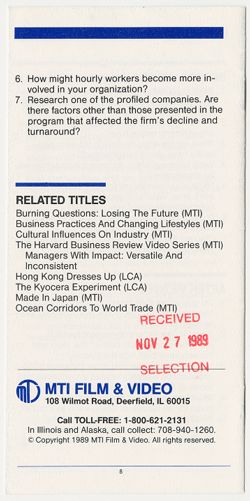 The Quality Revolution, 1989