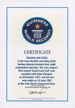 Guiness World Records Certificate: Most Durable Recording Artist, 2002
