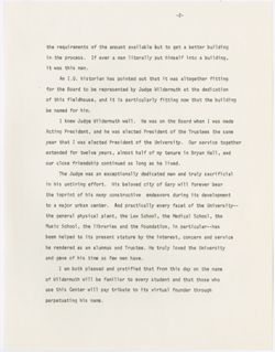 "Naming Ceremony, Ora L. Wildermuth Intramural Center," June 12, 1971