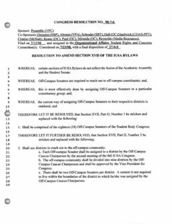 98-7-6 Resolution to Amend Section XVII of the IUSA Bylaws