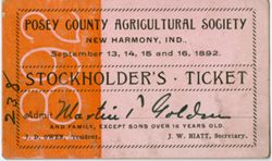 Stockholder's ticket, Posey County Agricultural Society, 1892