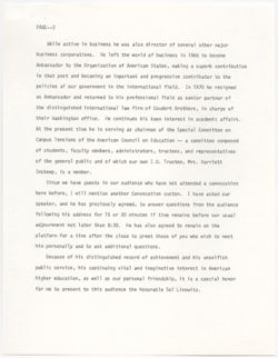"Introduction of Sol Linowitz Convocation," IU Auditorium, March 4, 1970