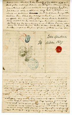 Speakman, John, Philsda. To William Maclure, Mexico, Care of Mr. Cullen, Vera Cruz., 1837 Oct. 24