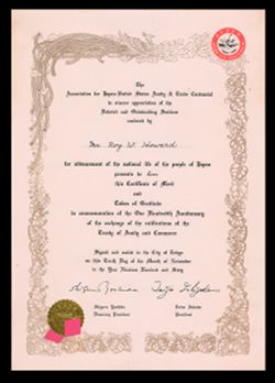 10 November 1960: To: Roy W. Howard. From: Association for Japan-United States Amity & Trade Centennial.