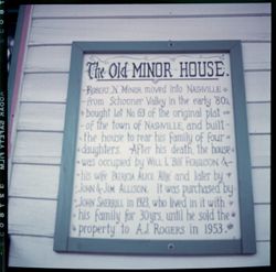 Sign at the Old Minor House