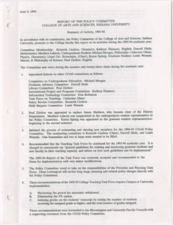 Indiana University College of Arts and Sciences Policy Committee records, 1942-1998, C327