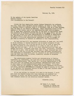 13: Memorandum from Professor Henry Remak Relating to the Recent Deaths of Several Members of the Faculty and Administrators, 14 February 1964